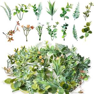 lot 20275 image: 30Pcs Mini Fake Green Leaves Faux Flower Heads Garland Hanging with Bulk Leaves for DIY Small Bouquets Bridal Baby Shower Cakes Gifts Home Party Decoration