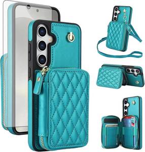 lot 20284 image: Asuwish Phone Case for Samsung Galaxy S26 5G Wallet Cell Cover with Tempered Glass Screen Protector Wrist Crossbody Strap Stand RFID Blocking Credit Card Holder S 26 26S G5 6.3 inch Women Girls Green