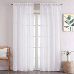lot 20287 image: Chyhomenyc Crushed Sheer White Curtains 96 Inch Length 2 Panels, Light Filtering Solid Crinkle Voile Lightweight Rod Pocket Sheer Curtian for Bedroom Living Room, Each 42Wx96L Inches