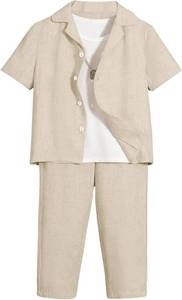 lot 20293 image: Verdusa Boys 2 Piece Sets Linen Set Going Out Summer Outfits Button Up Shirt and Pants Set Matching Sets SIZE 5 YEARS