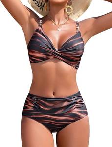 lot 20294 image: High Waisted Bikini Sets for Women Sexy 2 Pieces Tummy Control Bathing Suit Adjustable Straps Removable Pad Swimsuits