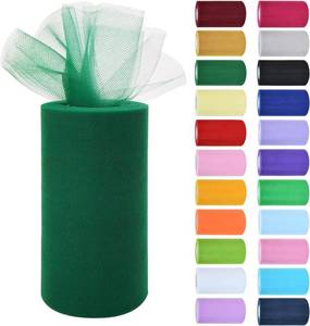 lot 20301 image: Christmas Green Tulle Fabric Rolls 6 Inch by 50 Yards (150 feet) Fabric Spool Tulle Ribbon for DIY Tutu Bow Baby Shower Birthday Party Wedding Decorations Christmas Craft Party Supplies