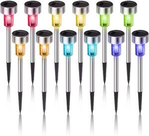 lot 20312 image: Dream Master Solar Lights Outdoor Waterproof, Stainless Steel LED Landscape Lighting, Solar Garden Lights, Outdoor Decorations for Yard, Pathway, Walkway, Patio, Lawn - 12 Pack (Multicolor)