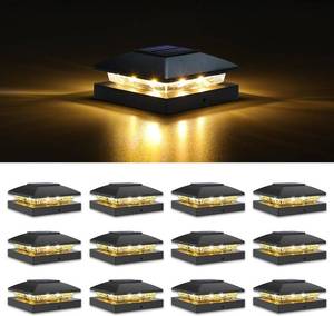 lot 20314 image: VOLISUN 4x4 Solar Post Cap Light 12pack,Solar Fence - Post Lights Outdoor Waterproof for WoodenVinyl Post,Black Deck Post Cap Light Solar Powered with Warm White for GardenPatioPorch
