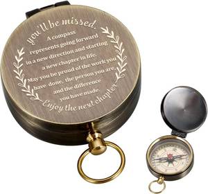 lot 20323 image: Compass Gift-Retirement Gifts for Men, Compass Present You Will Be Missed for Men, Coworker Leaving Farewell Going Away New Beginnings Gifts for Coworker Friends Him Nurse Boss Teacher Employee