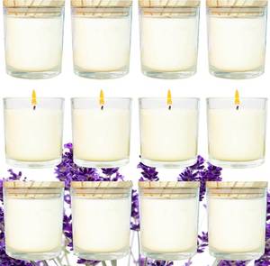 lot 20330 image: 9 Pcs 6 Oz Mini Soy Candles,Lavender Scented Bulk Candle Set,Aromatherapy Candle,Great Stress Relieving Scented Candles for Girls as a Gift for Birthdays, Weddings Party Favors (NINE CANDLES)