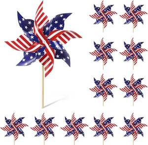 lot 20338 image: HOOSUN 4th of July Decorations,12Pcs American Flag Patriotic Pinwheels for Yard and Garden,Fourth of July Pinwheels Patriotic Memorial Day Decorations,Garden Wind Spinners,Pinwheel for Kids,Lawn,Patio