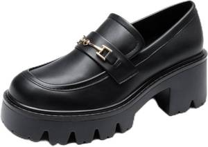 lot 20339 image: DREAM PAIRS Women Loafers Platform Chunky Heel Slip On Lug Sole Casual Dressy Office Business Shoes SIZE 10
