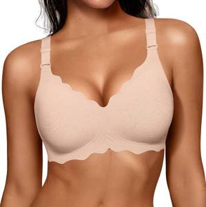 lot 20343 image: OEAK Women Jelly Bras No Underwire Scalloped Push Up Buttery Soft Tshirt Bra Seamless Full Coverage Convertible Everyday Bra