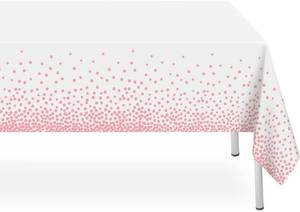 lot 20349 image: 3 Pack White and Pink Dot Tablecloth, Pink Plastic Table Cloths for Parties Disposable, 54x108 in Waterproof Rectangular Camping Tablecloth for Birthday Party Baby Shower Picnic Valentines