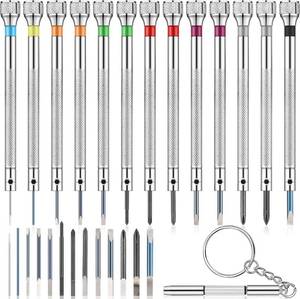 lot 20351 image: 13 Pieces Jewelers Screwdriver Set Micro Precision Watchmaker Screwdriver Set 0.6-2.0 mm with 13 Extra Replace Blades for Watch Repair Jewelry Eyeglasses Electronics