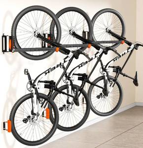 lot 20362 image: 3-Pack Swivel Bike Rack Wall Mount, Bike Hangers for Garage, Space-Saving Vertical Bike Holder, Holds up to 77 lbs, Bicycle Wall Hanger Storage, No Heavy Lifting Required Indoor Hanging Bike Rack