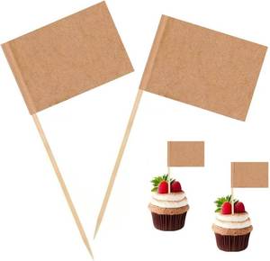 lot 20366 image: 100 Pcs Blank Toothpick Flags Cheese Markers Food Labels for Party Buffet Cheese Labels for Charcuterie Board Cocktail Picks for Appetizers (Kraft)