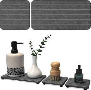 lot 20380 image: 3PCS Stone Drying Tray, Stone Soap Tray, Water Absorbing Stones Trays for Sink, Fast Dry Diatomite Stones Sink Mat, Used for Hand Soap,Sponge,Toothbrush Holder in Bathroom Counter and Kitchen Sinks