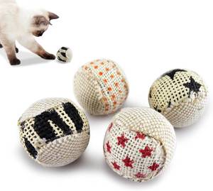 lot 20381 image: TTcat Canvas Cat Toys Balls with Bell Inside,for Indoor Cats, Interactive Toys Chew Toys for Cat Kitten,4 Pack.