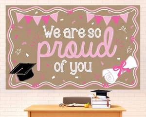lot 20384 image: Pink Graduation Decorations We Are so Proud of You Banner Graduation Backdrop Photography Background for Class of 2026 Graduate Party Home Classroom Wall Door Decor Supplies 39.4   24.6 Inches