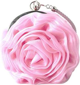 lot 20388 image: Buddy Women Rose Shaped Clutch Soft Satin Wristlet Handbag Wedding Party Purse