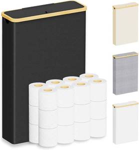 lot 20389 image: SpaceAid Extra Large Toilet Paper Storage with Lid, Hold up to 24 Regular Rolls or 18 Mega Rolls, Slim Toilet Paper Basket Holder Bin Container, Bathroom Accessories Organizer, Black