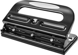 lot 20399 image: Amazon Basics Semi-Adjustable 3-Hole Punch, 30 Sheet Capacity, Black