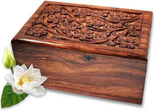 lot 20402 image: Handcrafted Keepsake Wooden Urn for Ashes, Extra Large Urns for Human Ashes, Thoughtful Casket and Decorative Memorial, Perfect Tribute for Both Men and Women.