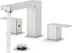 lot 20467 image: FORIOUS Brushed Nickel Bathroom Faucets 3 Hole, Stainless Steel 2 Handle Square 8 in Widespread Bathroom Sink Faucet Silver with Metal Pop up Drain, CUPC Water Hoses