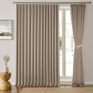 lot 20475 image: Pinch Pleated Patio Sliding Door Curtains 95 Inch Length, Blackout Room Divider Vertical Blinds Curtain Drapes for Living Room Dining Room French Door(Khaki, 100 Inch Wide per Panel, 2 Panels)
