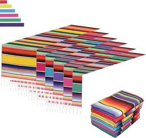 lot 20477 image: 6 Pack Mexican Table Runners 14 x 84 Rainbow Colors Large Boho Mexican Theme Party Decoration for Cinco de Mayo Fiesta Party 6 Serape Table Runner (14 x 84)