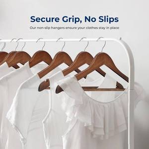 lot 20482 image: SereneLife 9-Pack Vintage Wooden Suit Hangers   Premium Solid Wood Coat Hangers with 360  Swivel Hook & Notches   Heavy-Duty, Space-Saving Design for Shirts, Jackets, Dresses & More