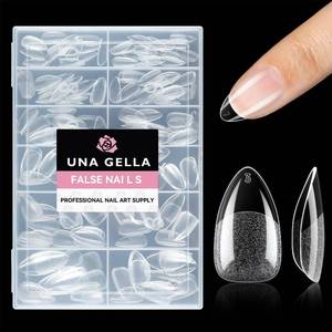 lot 20483 image: UNA GELLA Short Almond Fake Nails 216pcs Pre-shape Gel Acrylic Nail Tips for Full Cover Nail Extension Home DIY Nail Salon 12 Sizes Gelly Tips