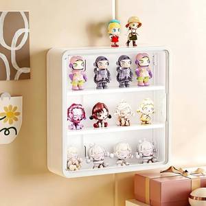 lot 20485 image: Clear Display Case for Figures, Wall Mounted or Desktop Collectibles Display Cabinet with Magnetic Door, Mini Figure Display Organizer for Toys and Small Collectibles (White, 3 Tiers)