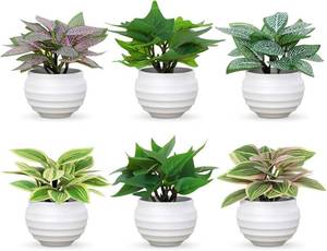 lot 20486 image: Artificial Potted Plants Set of 6, Bathroom Decor 3.94 Mini Fake Plants in Plastic Pots - Realistic Fake Greenery for Home, Office, Desk, Bathroom & Kitchen Decor,Small Plants Gift Set