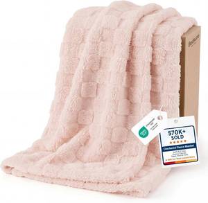 lot 20488 image: Bedsure GentleSoft Light Pink Twin XL Blanket for Bed - Super Soft Cozy Fleece Blankets for Kids, Cute Throws Dorm Room Essentials for Girls Teens Back to School, 66x90 Inches - PINK  WHITE