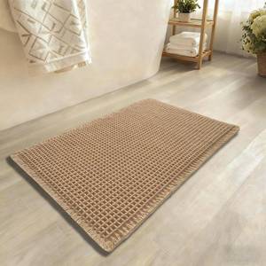 lot 20510 image: Waffle Bath Mat, Machine Washable Rugs, Non Slip Bath Mats for Bathroom Floor, Rubber Backed Bathroom Mat, 17x 24 Brown