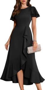lot 20513 image: BeryLove Women Formal Party Dress Flutter Short Sleeve Wedding Cocktail Long Evening Dress Blaxm Size Medium