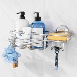 lot 20515 image: TAILI Shower Caddy Suction Cup with Hooks & Soap Holder, Heavy Duty Bathroom Shower Organizers, Removable Bathroom Shelves for Inside,Stainless Steel Bathroom Holder
