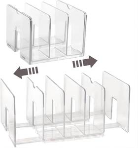 lot 20522 image: Sylfaen 2-Pack Clear Desktop File Organizer, Expandable Acrylic File Sorter Auto Rebound, Multifunction 5 Sections File Folder Holder for Magazines, Books, Letters, Papers, Notebooks