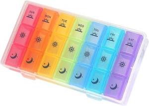 lot 20531 image: Weekly Pill Organizer,3-Times-A-Day 7 Day Pill Box Large Compartments Moisture-Proof Pill Case Medication Reminder Portable Travel Container for Vitamins Fish Oil Compartments Supplements