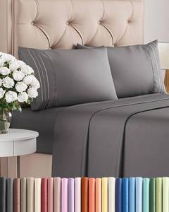 lot 20541 image: King Size 4 Piece Sheet Set - Comfy Breathable & Cooling Sheets - Hotel Luxury Bed Sheets for Women & Men - Deep Pockets, Easy-Fit, Extra Soft & Wrinkle Free Sheets - Dark Grey Oeko-Tex Bed Sheet Set