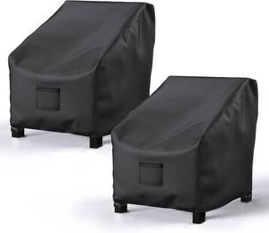 lot 20545 image: Patio Chair Covers for Outdoor Furniture Waterproof 2 Pack, Lawn Chair Covers 600D Heavy Duty Oxford Cloth, Large Covers for Lounge Lawn Deep Seat Black 38 W x 31 D x 29 H