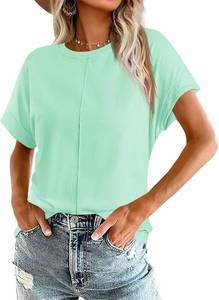 lot 20551 image: Imily Bela Womens Short Sleeve T Shirts Summer Crew Neck Dressy Casual Tops Basic Trendy Tees Green Size Medium