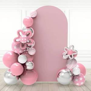 lot 20552 image: Babenest 7.2Ft Dusty Pink Wedding Arch Cover, Spandex Fitted Arch Backdrop Cover for Photography, Round Top Chiara Stand Cover for Party Ceremony Birthday Baby Shower Anniversary Decoration