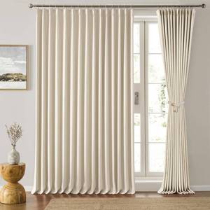 lot 20556 image: KEQIAOSUOCAI 100 Inch Wide Curtains Drapes 95 Inches Long, Pinch Pleated Room Divider Thermal Curtains 100 x 95, Sound Reducing Privacy Heavy Curtains 2 Panels Set, Cream Beige