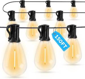 lot 20559 image: GvvooHome LED Outdoor String Lights, Waterproof Patio Lights with 9 Shatterproof S11 Plastic Bulbs, 2700K Warm White Edison Hanging Lights for Backyard, Garden, Porch, Bistro
