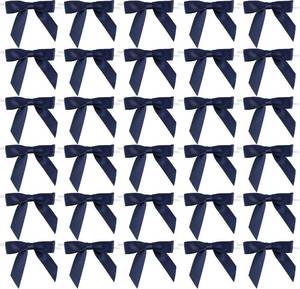 lot 20694 image: AIMUDI Navy Blue Satin Ribbon Twist Tie Bows 2.5 Pretied Bows Premade Craft Bows for Treat Bags Cake Pop Gift Wrapping Basket Wedding Favors Cookie Candy Bagging Baby Shower - 50 Counts