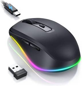 lot 20698 image: PEIOUS Wireless Mouse Jiggler - LED Wireless Mice with Build-in Jiggler Mover, Rechargeable Moving Mouse for Computer with Undetectable Random Movement Keeps PC Laptop Awake - Black