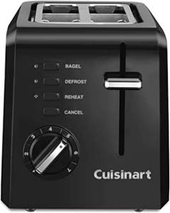 lot 20701 image: Cuisinart CPT-122BK 2-Slice Compact Plastic Toaster, Slots for Bagels & Bread, 7 Shade Settings, CancelDefrostReheat Functions, Removable Crumb Tray, Small Kitchen Appliance for Home & Office, Black