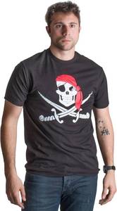 lot 20702 image: Jolly Roger Pirate Flag  Skull & Crossbones Caribbean Cruise Costume Unisex T-Shirt, 3XL