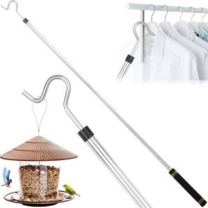 lot 20706 image: Clothes Hanger Reaching Hook,33 to 51Inch Clothing Hook Pole Long Christmas Light Hanging Extension Adjustable Clothes Rod Assist Tool Sponge Handle Shutters Pole Ceiling Home Reacher Poles