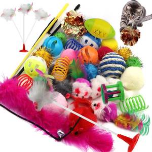 lot 20750 image: QUOZUO 18 Packs Cat Toys Variety Pack for cat, Cat Balls with Bells, Cat Feather Toy, Cat Mouse Toys, Cat Crinkle Balls, Catnip Toys for Indoor Cats Kittens, Kitten Toys Assortments