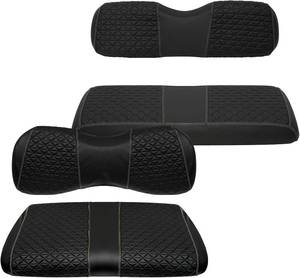 lot 20752 image: XUANYUDG0769 Golf Cart Front and Rear Seat Covers for EZGO TXTRXV Club Car DSPrecedent Yamaha G29, Vinyl Leather MadeAdjustable Straps and Retractable BuckleNo Stapler Required,4PCS